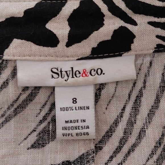 Style & Co Linen Zebra Print Wrap Jacket Long Black White - Picture 7 of 7